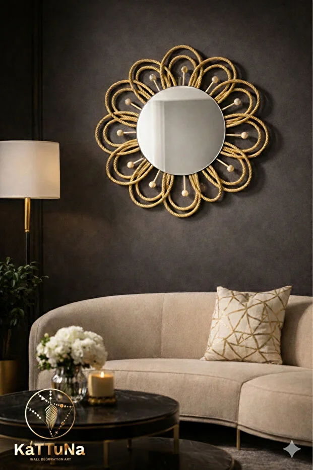 Hasır Papatya Bohem Ayna Tekli